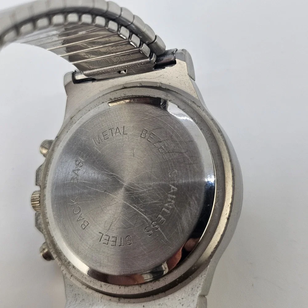 Men's Analog Watch 40MM Black Dial Grray Expandable Bracelet Band 7